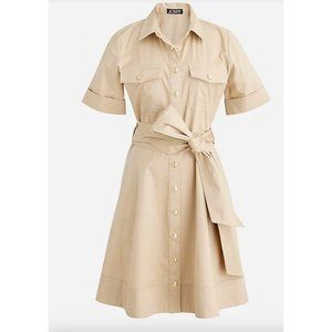 J.Crew Tie-Waist Shirt Dress Lightweight Chino Size 18